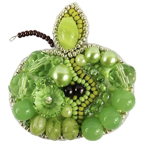 фото Бп256 набор для изготовления броши 'зелёное яблоко' брошь 5,5*5,0см. crystal art