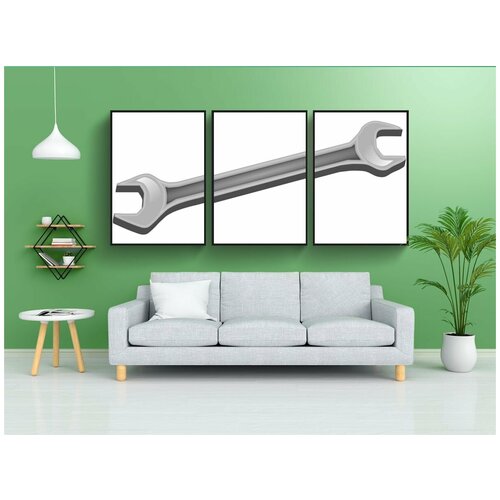 фото Набор модулных постеров для интерьера "орудие труда, гаечный ключ, винт гаечный ключ" 60x90 см. в тубусе, без рамки lotsprints