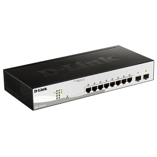 коммутатор d link dgs 1210 28p fl1a 28g 24poe 193w управляемый Коммутатор D-Link DGS-1210-10/FL1A 8G 2SFP настраиваемый