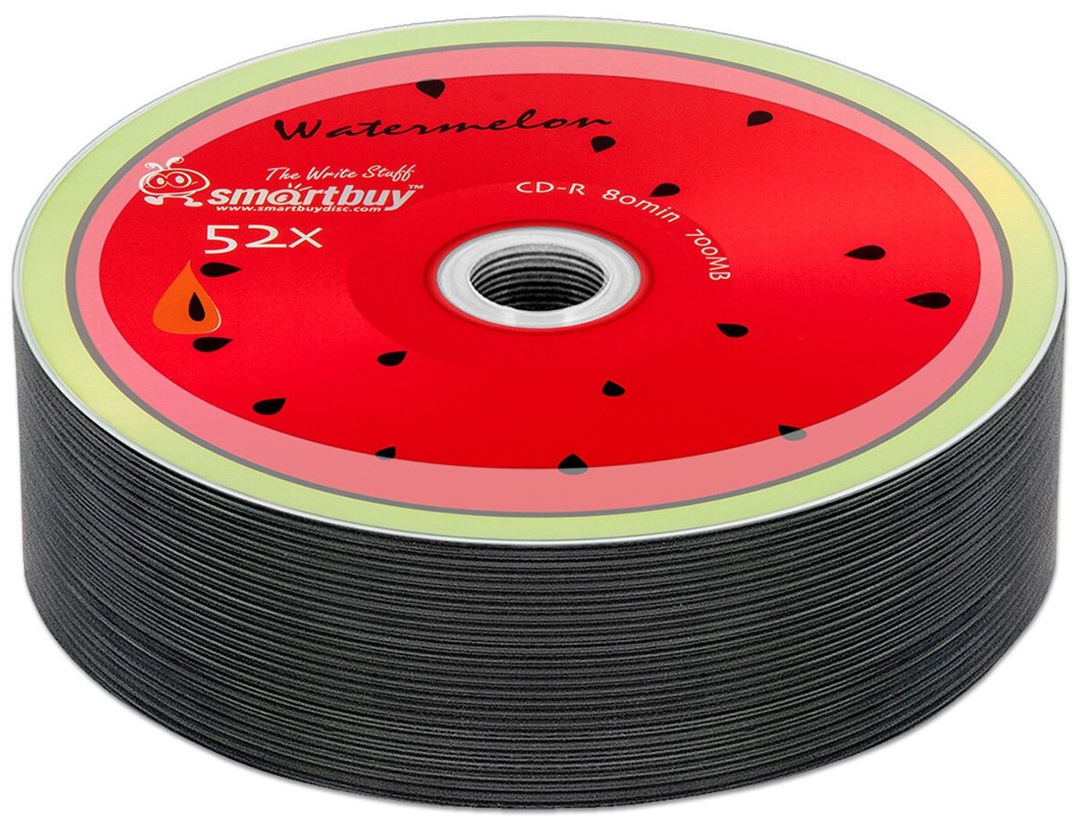 Диск SmartBuy CD-R 700Mb 52x bulk, упаковка 10 шт. (Арбуз)