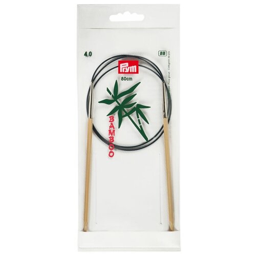 prym 1530 спицы круговые бамбук 10 60 см Спицы круговые Bamboo с гибкой фиолетовой леской 4мм/80см, Prym, 221506