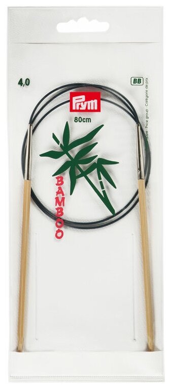 Спицы круговые Bamboo с гибкой фиолетовой леской 4мм/80см, Prym, 221506