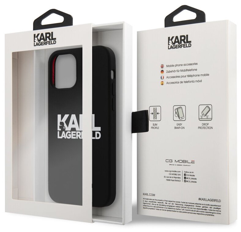 Lagerfeld для iPhone 12/12 Pro (6.1) чехол Liquid silicone stack logo Hard Black