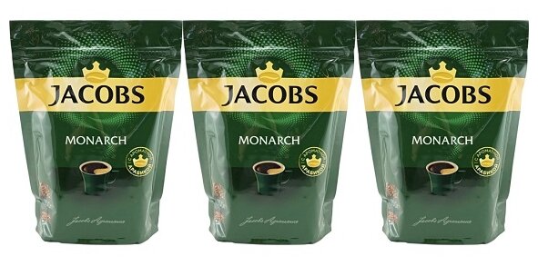 Кофе растворимый Jacobs Monarch, пакет, 3 уп. по 150 г