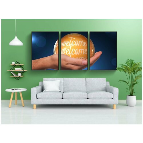 фото Набор модулных постеров для интерьера "рука, добро пожаловать, мяч" 60x90 см. в тубусе, без рамки lotsprints