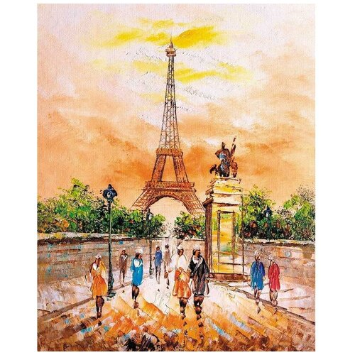 картина по номерам две картинки colibri велосипедная прогулка по парижу Картина по номерам на холсте 40х50, Премиум. Прогулка по теплому Парижу
