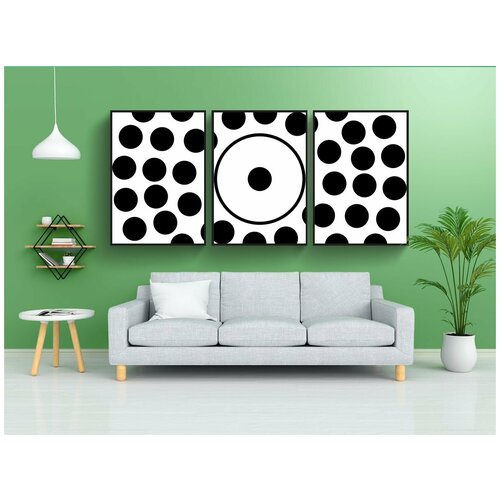 фото Набор модулных постеров для интерьера "точки, круги, круговой" 60x90 см. в тубусе, без рамки lotsprints