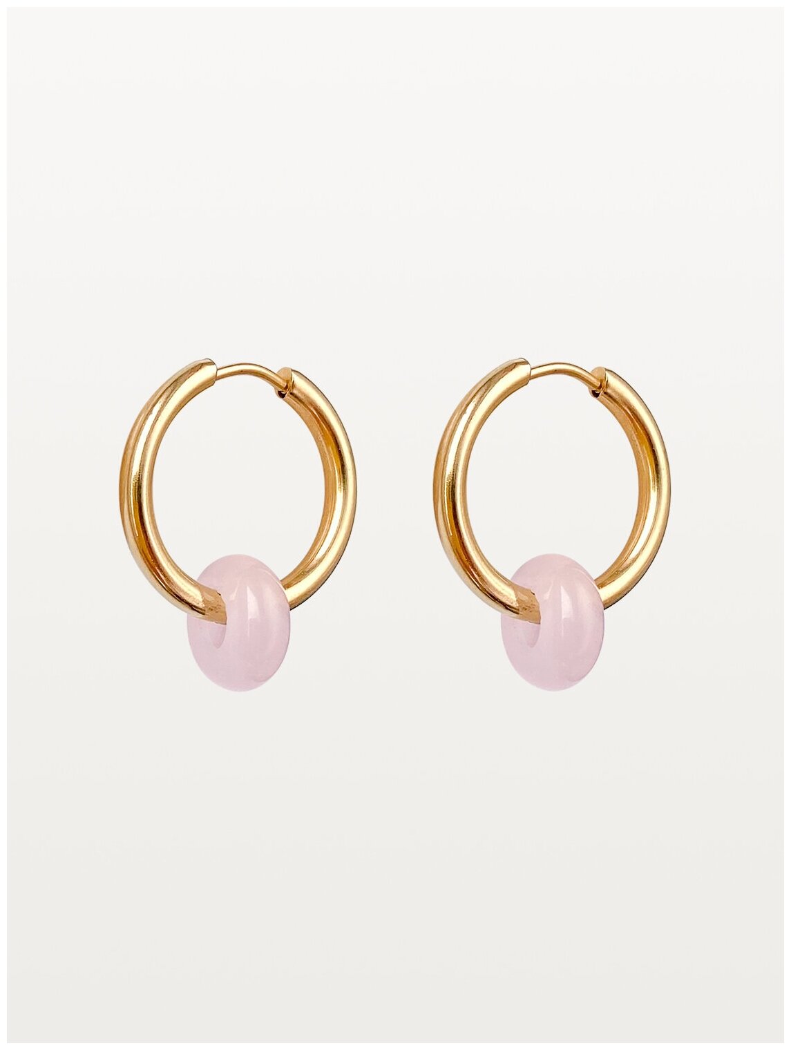 Серьги кольца женские STREKOZA COLLECTION с подвесками бубликами из натурального камня бирюза 
