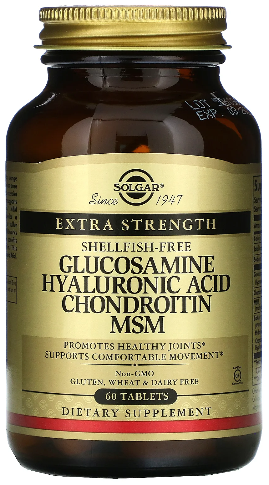 Solgar Glucosamine Hyaluronic Acid Chondroitin MSM (Глюкозами Гиалуроновая кислота Хондроитин МСМ) 60 таблеток