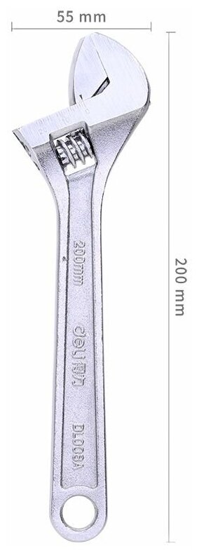 Разводной ключ Deli DL008A 8" Длина: 200 мм.