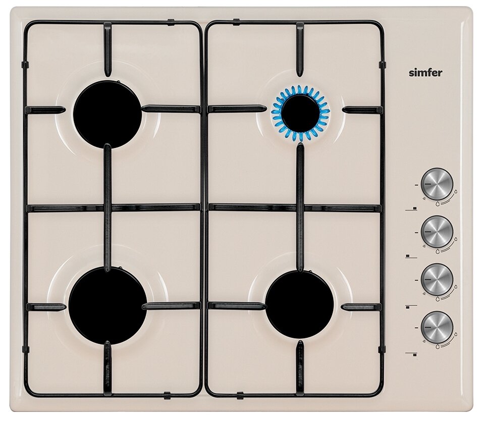 Газовая варочная панель Simfer H60Q40R400 серия Comfort, с автоподжигом, нержавеющая сталь - фотография № 1