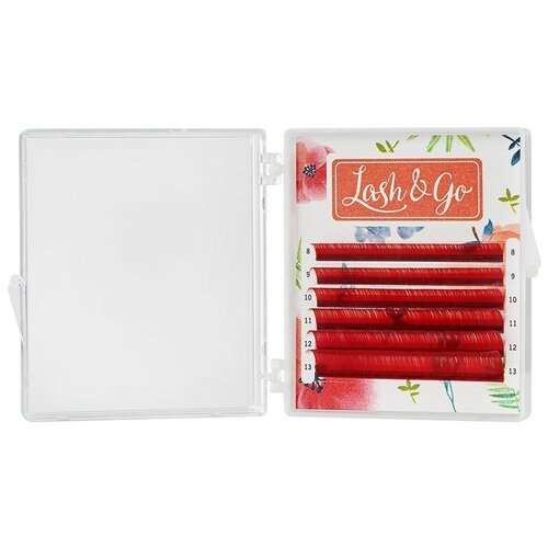 Цветные ресницы Lash&Go (микс) Красные 6 линий 0.10/D/8-13 mm