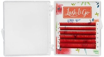 Цветные ресницы Lash&Go (микс) Красные 6 линий 0,07, D, 8-13 mm