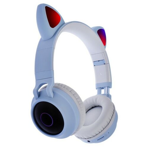 Наушники-Кошки W-33 беспроводные микрофон BT 50 AUX microSD MP3 400 мАч голубые 273800₽