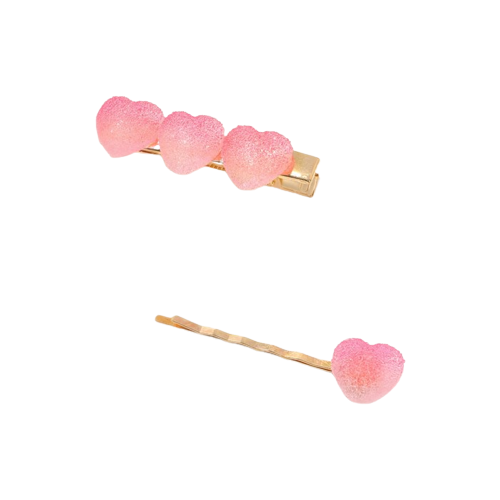 Заколки для волос Princess, нежно-розовые сердечки, 1 набор