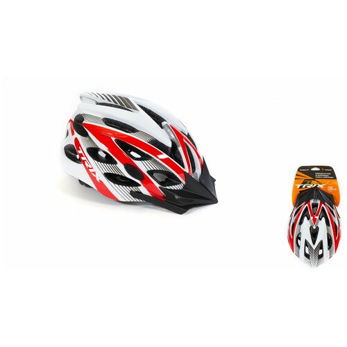 Шлем вело TRIX кросс-кантри 25 отверстий регулировка обхвата размер: M 57-58см In Mold красно-белый перчатки trix размер m черный белый