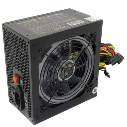 Блок питания EXEGATE EVO800-LT ATX APFC PC 12cm RGB fan 24pin 44pin PCI-E 5xSATA 3xIDE FDD black кабель 220V в комплекте 365100₽