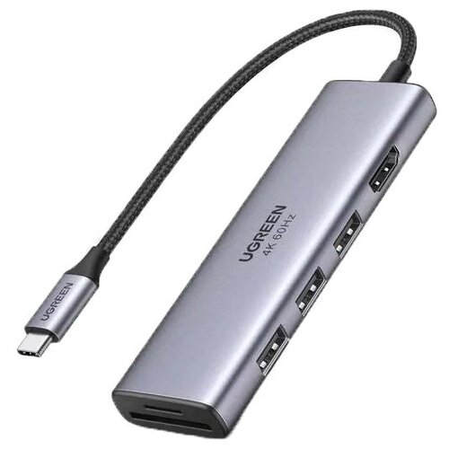 Хаб USB Ugreen Premium 6 in 1 3xUSB 3.0, HDMI, SD/TF 60383 vchance 17 3 дюймовый 1080p 300 гц портативный игровой монитор 100% srgb металлический каркас расширитель экран для switch xbox ps5 ноутбук macbook