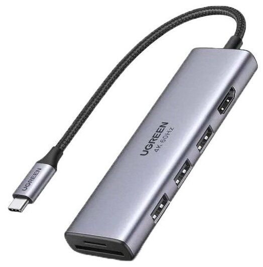 Хаб USB Ugreen Premium 6 in 1 3xUSB 3.0, HDMI, SD/TF 60383