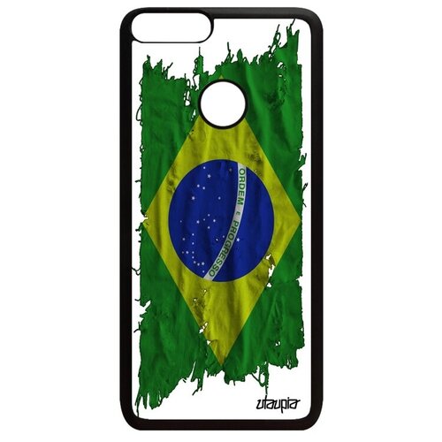 фото Противоударный чехол для телефона // huawei p smart 2018 // "флаг бразилии на ткани" дизайн государственный, utaupia, белый