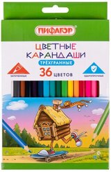 Карандаши цветные пифагор "Сказки", 36 цветов, классические, заточенные, 181824