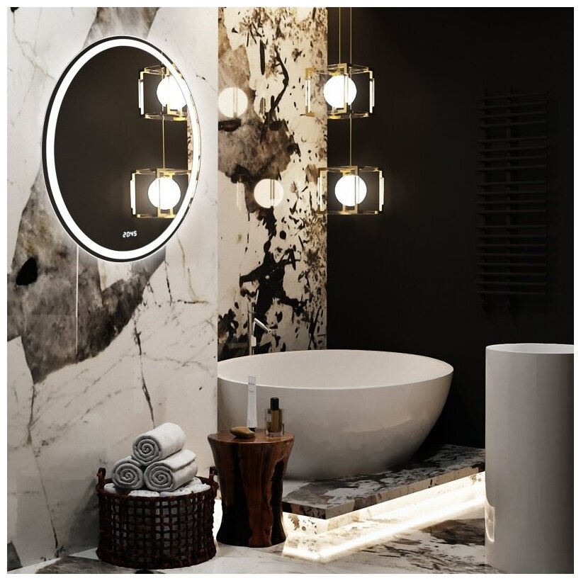 Зеркало для ванной италия 57х77 см сенсорный выключатель - фотография № 3