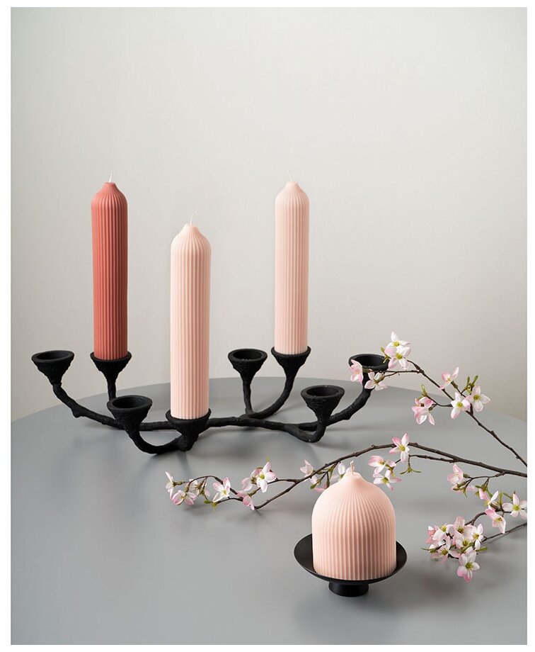 Свеча декоративная 16,5 см Tkano Edge бежево-розовый - фото №12