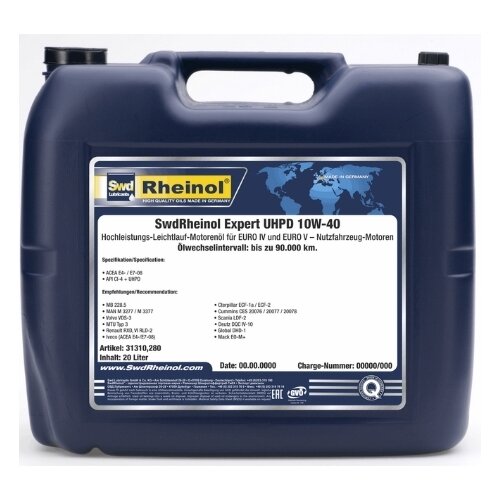 Полусинтетическое моторное масло Rheinol Expert UHPD 10W-40, 20 л