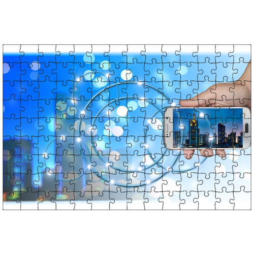 фото Магнитный пазл 27x18см."город, смартфон, рулевое управление" на холодильник lotsprints