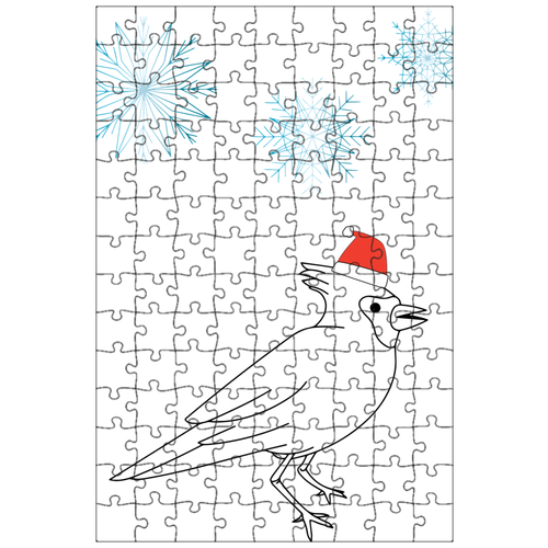 фото Магнитный пазл 27x18см."птица, кардинал, шапка санта- клауса" на холодильник lotsprints