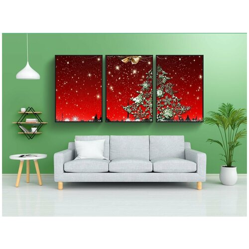 фото Набор модулных постеров для интерьера "игрушки на елку, блеск, рождество" 60x90 см. в тубусе, без рамки lotsprints