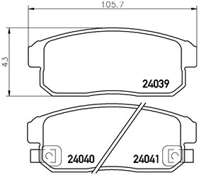 Дисковые тормозные колодки задние NISSHINBO NP9015 для Chevrolet, Nissan, Suzuki (4 шт.)