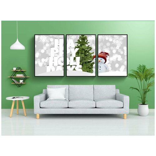 фото Набор модулных постеров для интерьера "рождество, happy holidays, зима" 60x90 см. в тубусе, без рамки lotsprints