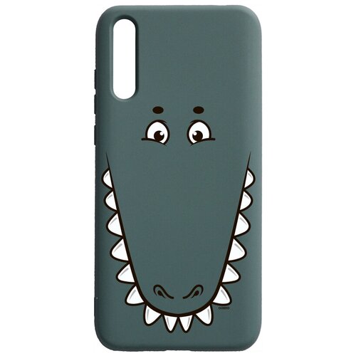 фото Силиконовый чехол-накладка silky touch 3d для huawei y8p / honor 30i с принтом "minimalistic croco" темно-зеленый gosso