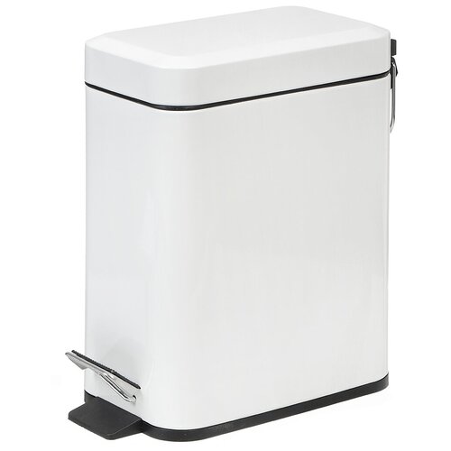 Мусорный контейнер металл 5 л прямоугольный с доводчиком педаль белый Катунь КТ-89-5Б-СД 2544₽