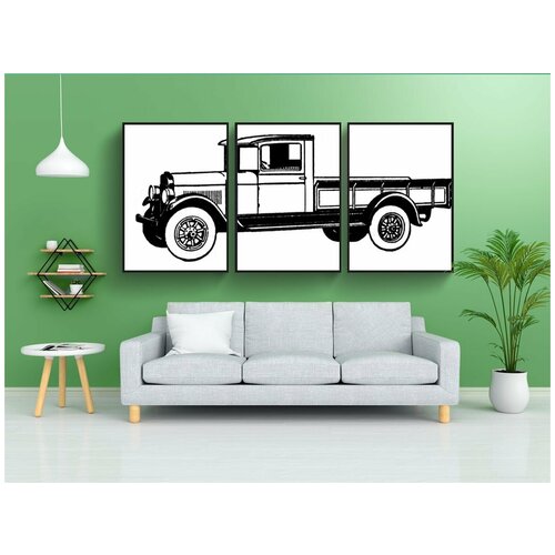 фото Набор модулных постеров для интерьера "винтаж, грузовая машина, автобус" 60x90 см. в тубусе, без рамки lotsprints