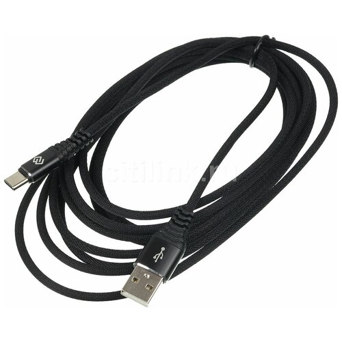 Кабель Digma TYPE-C-3M-BRAIDED-BLK USB (m)-USB Type-C (m) 3м черный кабель digma power delivery 60w usb type c m usb type c m 3 м черный