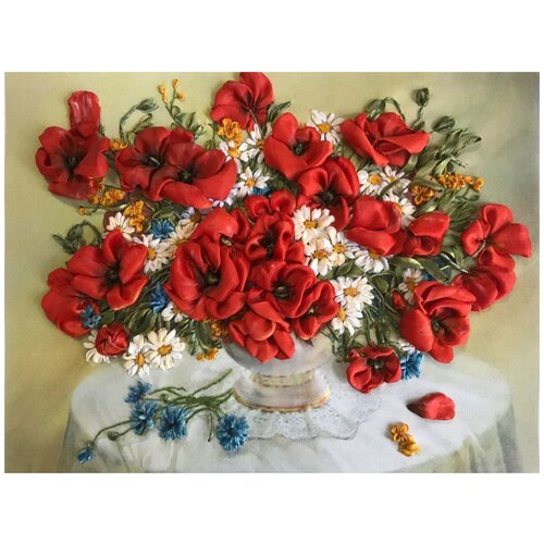 фото Набор для вышивания каролинка №13 лентами полевой букет 3018 1 шт.