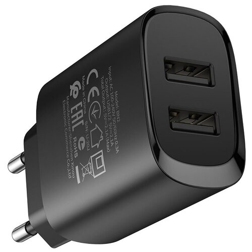Зарядное устройство BOROFONE BN2 super fast 2*USB, 2.1A, черный сетевое зарядное устройство borofone ba20a 2 1a