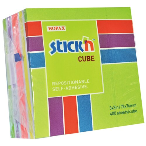 Stick'n Блок неоновый пастельный самоклеящийся 76 x 76 мм 400 листов 5 цветов