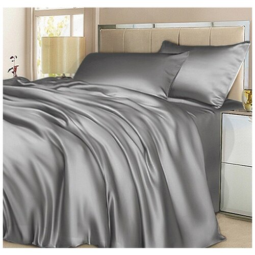 SILVER Евромакси: Шелковое постельное белье, 100% Mulberry