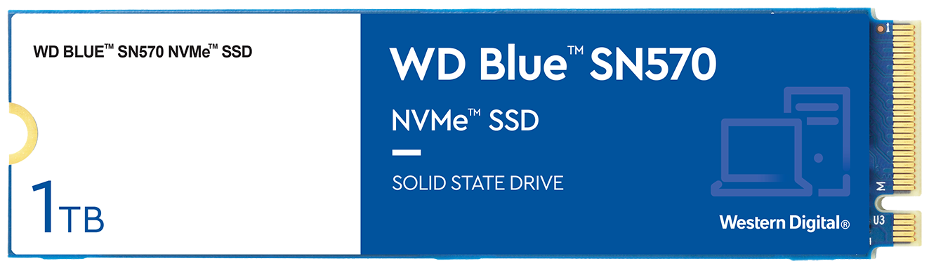 Накопитель SSD M.2 2280 Western Digital WDS100T3B0C Blue SN570 NVMe 1TB PCIe Gen3 x4 NVMe v1.4 TLC 3500/3000MB/s IOPS 460K/450K 600TBW MTTF 1.5M