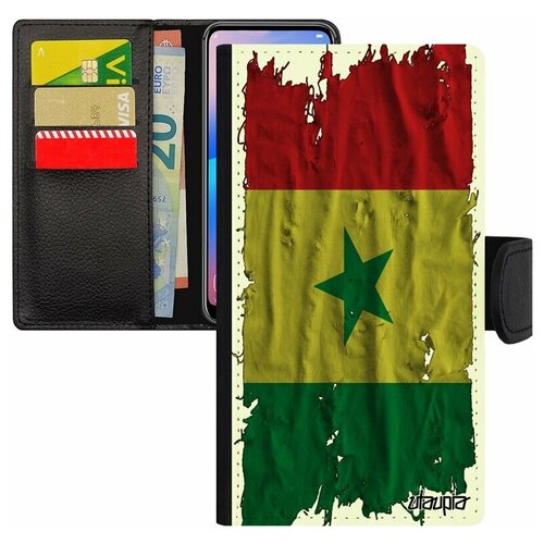 фото Чехол-книжка для смарфона iphone 8, "флаг сенегала на ткани" страна utaupia