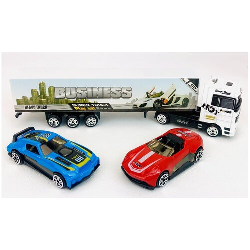 фото Набор металлических машинок "пионер" m7241-1, yako toys, фура, 2 легковые машинки, 27.5х18.5х4 см