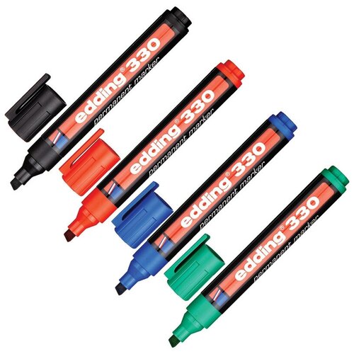 Набор маркеров перманетных EDDING E-330/4S 4 шт/уп 1-5мм скошенный наконеч
