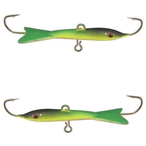 Балансир с монолитным хвостом вес 15 гр. длина 60 мм крючок №4 набор из двух штук зеленый 6308