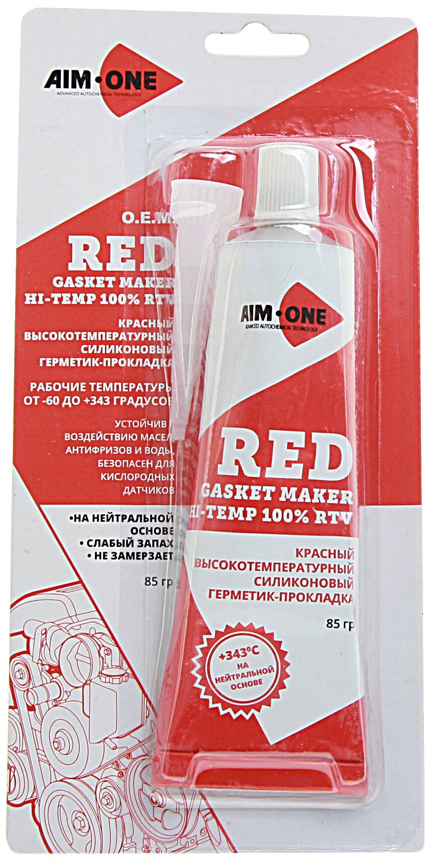 Герметик прокладок RED силиконовый (красный) 85г AIM-ONE /1/12 NEW