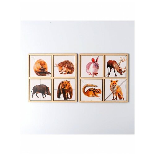 Картинки-половинки Лесные животные, Лесная Мастерская рамка пазл лесная мастерская лесные животные 3 картинки в раме 4276010