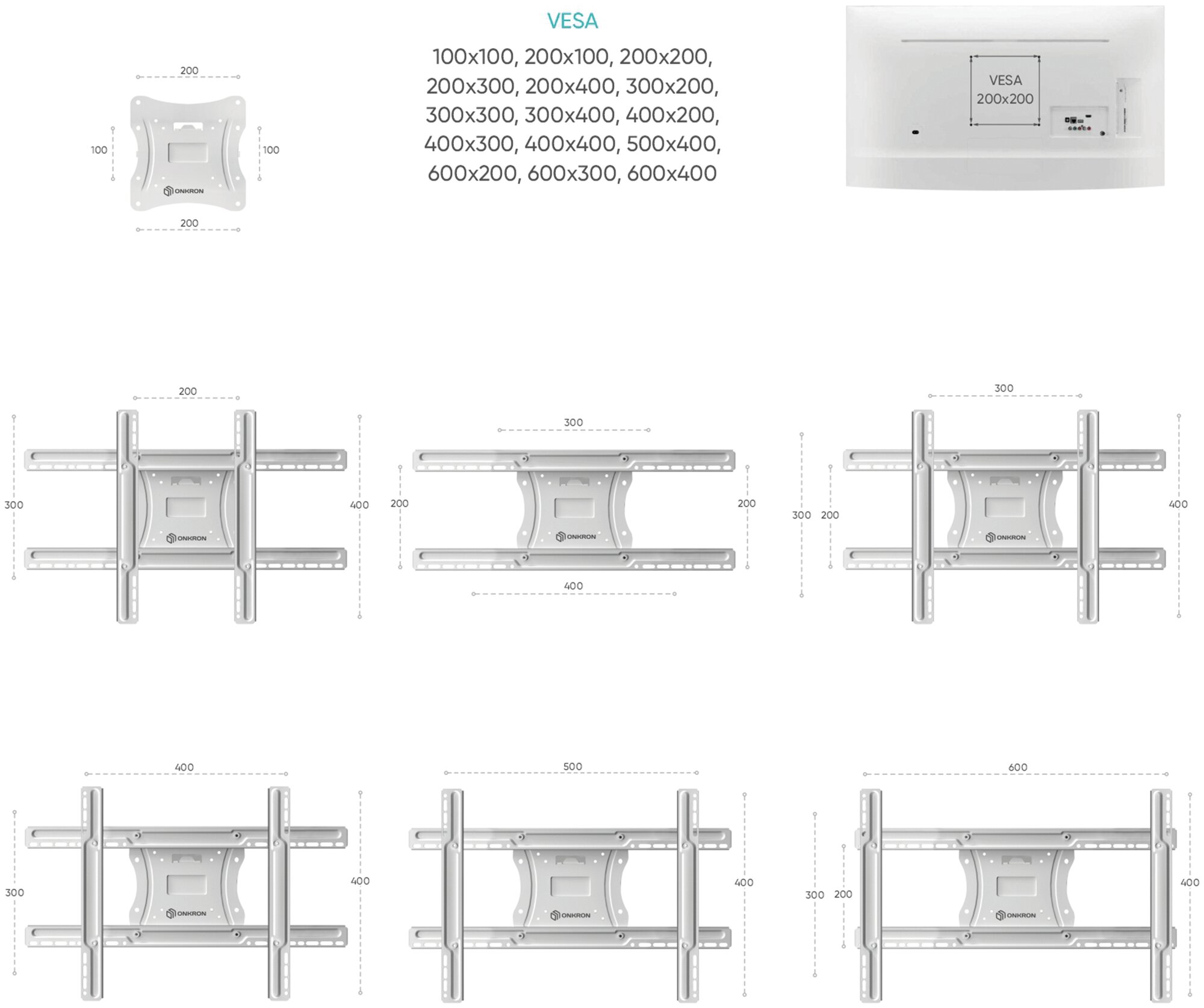 Крепление для панелей и телевизоров Onkron - фото №3