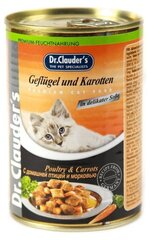 Влажный корм, консервы Dr. Clauder's для взрослых кошек всех пород, с домашней птицей и морковью, 415 г х 12